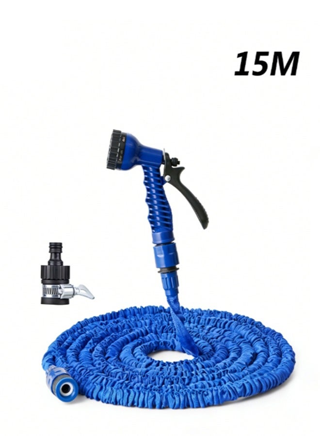 Scalable 50 Foot (Approximately 15 Meters) Flexible Garden Hose, Multifunctional Hose Nozzle, Lightweight, No Tangles Or Water Hoses, Suitable For Outdoor, Yard, Lawn, Car Wash, Ocean, And Camping Vehicle Use（Blue） - Image 1